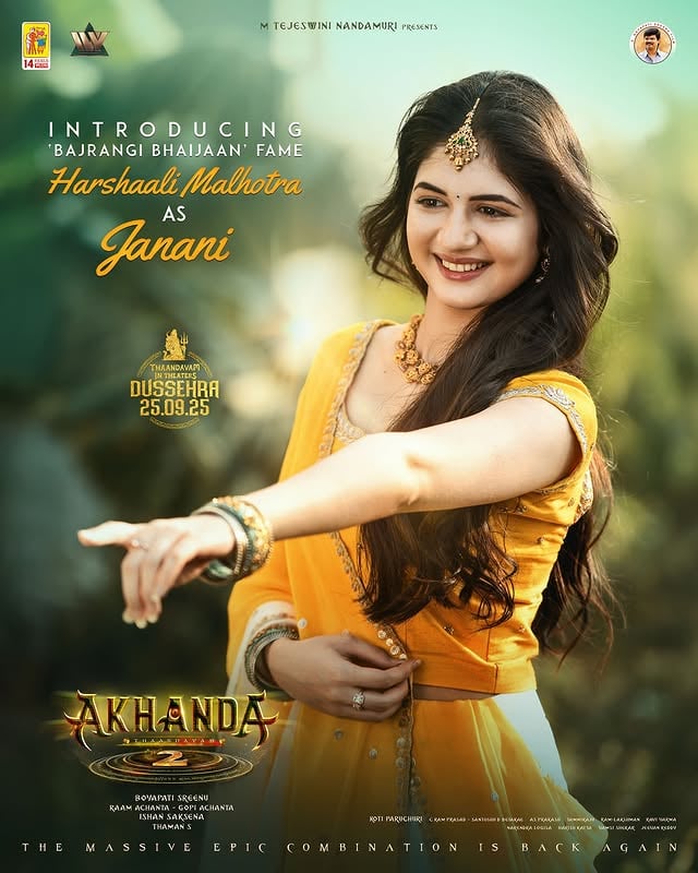 Ek khamoshi thi jo sab kuch keh gayi,Ek muskaan thi jo dil mein reh gayi.Chhoti si Munni thi, par yaadon mein badi ban gayi.Aaj phir ek kahaani lekar aayi hoon,Is baar lafzon ke saath, ek nayi roshni ban kar chhayi hoon 🎬🌟Munni was not just a character; she was a feeling, a memory, a heartbeat -something that stayed with you, and with me 🙋‍♀️💫After all these years, I’ve held on to your love -patiently, silently, and with a heart full of gratitude 🙏🏻❤️While you were remembering Munni, I was preparing -learning, growing, and becoming So that one day, when I return, I return not just as that little girl, but as someone ready to feel everything again on screen, with you 🎥🤍And now, I’m finally ready to share her with youMeet JANANI - a new story, a new emotion, a new chapter of me She laughs, she dreams, she speaks from the heart, and I’ve poured my soul into every scene 🧿🎭💓Iss baar bhi mujhe aapka pyaar chahiye -wahi ashirvaad, wahi taaliyon ki goonj, wahi aankhon ka pyaar, mere liye wahi jazbaat 💖 From Munni’s silence to JANANI ‘s voice, this isn’t just my return- It’s ours#Akhanda2 THANDAAVAM 5th dec Pan India release - #Hindi, #Telugu, #Tamil, #Kannada & #Malayalam #Akhanda2Thaandavam‘GOD OF MASSES’ #NandamuriBalakrishna#BoyapatiSreenu @aadhiofficial @MusicThaman @14ReelsPlus @iamsamyuktha_ @Raam.Achanta#GopiAchanta @tejeswinimathukumilli@kotiparuchuri #explorepage✨ #instagood #instadaily by @harshaalimalhotra_03