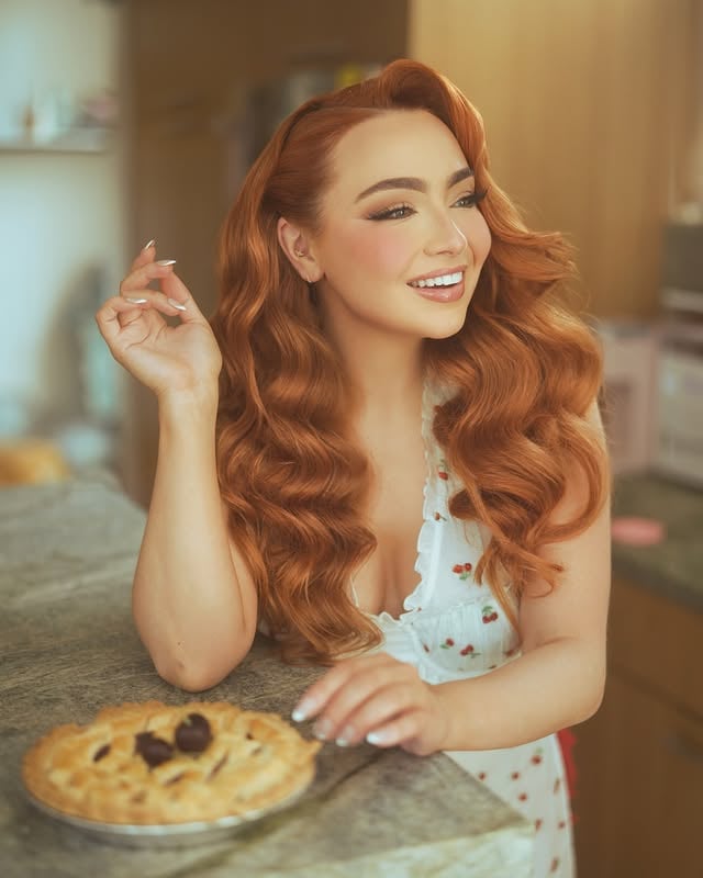 Want a slice? 🥧🍒I love baking but this cherry pie was bought from the store! However, I am cooking up more vintage looks for the Halloween season 🙂‍↕️ by @caitchristinee