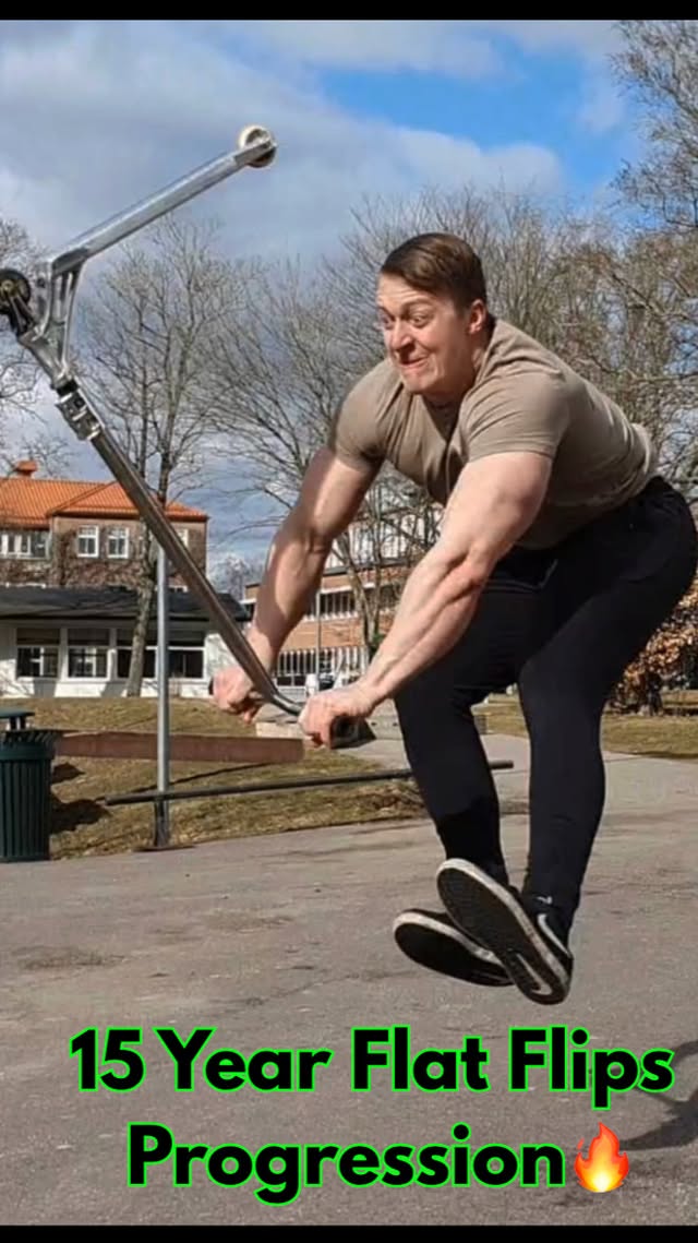 🚨 15-Year Scooter-Flip Evolution! 👽Starting in my parents' basement in early 2010, I ended up exceeding my wildest expectations over the next 15 years . You don't have to be great to start, but you have to start to be great ⚔️#nevergiveupJoin the ScootStrong community - Link in bio 🔥#ssbb #banger #worldie #backflip #viral #bodybuilding #scooter by @henke_palm