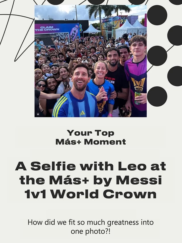 Your top player? Leo.Your top hydration drink? Obviously Más+.Your only mistake? Not grabbing a second can.Drop your top Más+ moment this year in the comments 👇¿Tu jugador top? Leo.¿Tu bebida hidratante top? Obvio, Más+.¿Tu único error? No coger una segunda lata.Cuéntanos en comentarios tu mejor momento Más+ de este año 👇Inspo credit: @spotify by @masbymessi
