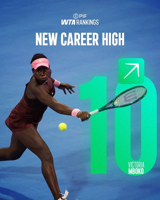 A Top 10 debut 🤩 @vickymboko has broken into the Top 10 of the PIF WTA Rankings for the first time in her career, following an incredible break-out 12 months 👏 #PIFWTARankings | @publicinvestmentfund