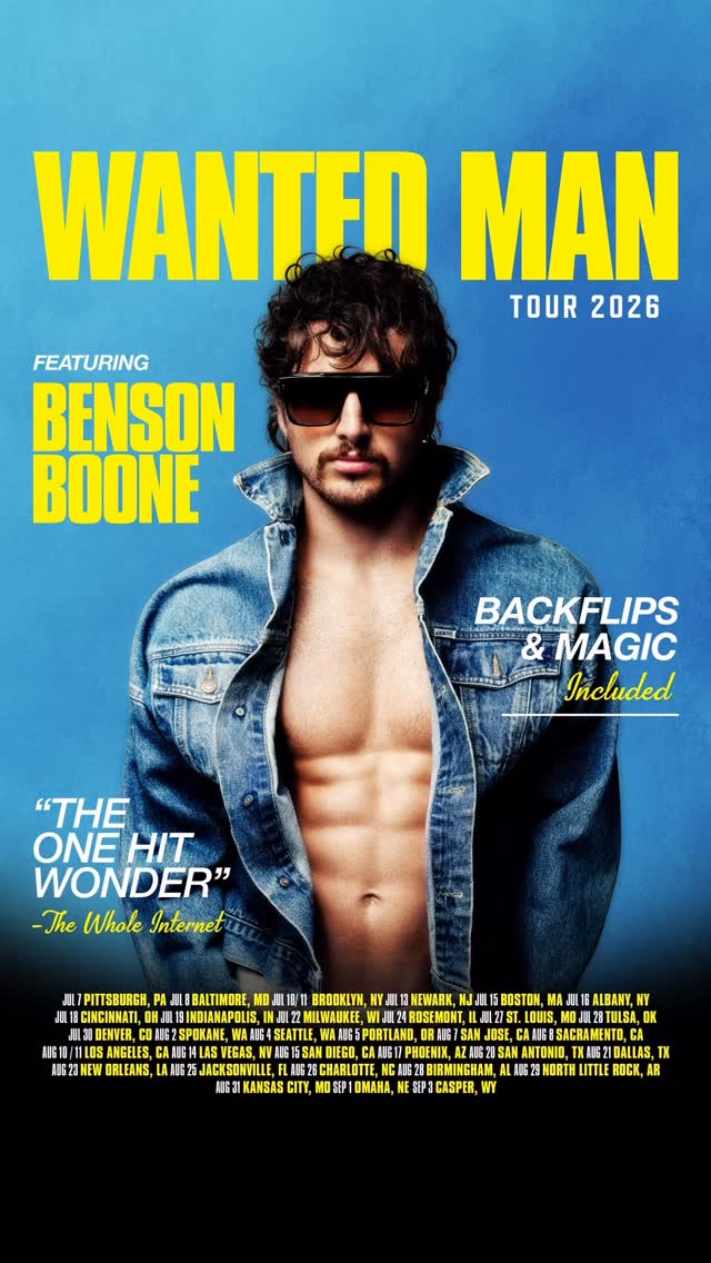 TICKETS ON SALE FRIDAY 11AM.PRESALE WEDNESDAY 11AM.ALL IN YOUR TIME ZONE.TICKETS ONLY AT www.bensonboonelive.com by @bensonboone