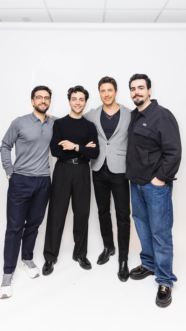 Full circle moment with @ilvolomusic. Dropping tomorrow on my podcast, “I’ve Never Said This Before,” the guys from Il Volo join me for an amazing conversation. Subscribe to the podcast wherever you listen so you don’t miss it. #ilvolomusic #ilvolo #gianlucaginoble #pierobarone #ignazioboschetto by @ilvolo.blog
