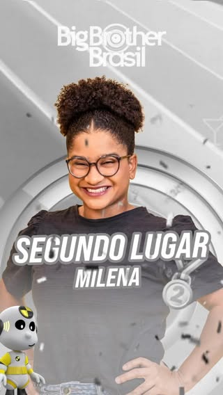 #VICECAMPEÃO 🥈 • Milena é a vice-campeã do #BBB26 com 17,29% dos votos! 🍴 @tiamilenabbb #RedeBBB #FinalBBB2626 by @bbb