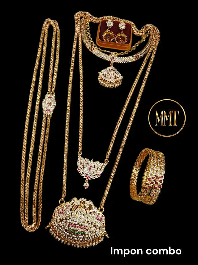 Beautiful impon combo set collection Whatapp 8015030894#jewellery #mattefinishjewellery❤️ #dollerchain #bangle by @mmt_fashion_jewellery
