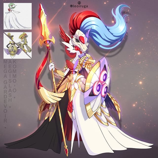 ✨New Pokémon Fusion✨Mega Gardevoir, Kommo-o and Aegislash (Swipe to see more details, Regular Form, Shiny form and painting process)Commission done for the trainer hightower_42ndHope you like it 🤍🩵✨...#pokemon #gardevoir #kommoo #aegislash #pokefusion by @leoiruga