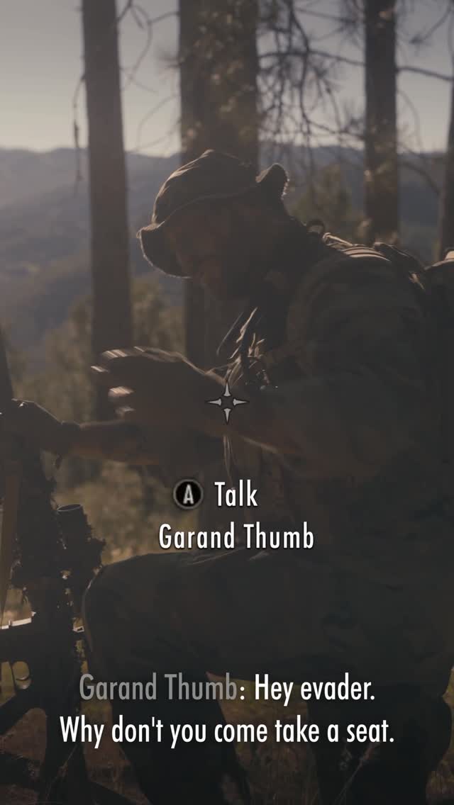 Press 🅰️ to sit and talk with Garand Thumb. New survival evasion video drops tomorrow by @garand_thumb