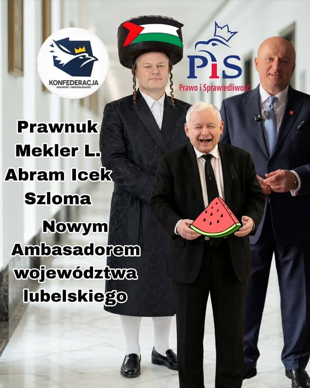 Od pewnego czasu zastanawialiśmy się z kilkoma znajomymi, skąd bierze się ta uporczywa walka, niechęć i próba podważania tytułu przyznanego pani profesor Sabinie Bober jako Ambasadorce Dziedzictwa Żydowskiego Województwa Lubelskiego.Zaczęliśmy więc sprawdzać różne biografie i rodzinne tropy. Wiedzieliśmy, że nazwisko Mekler pojawiało się także wśród rodzin żydowskich, szczególnie w Galicji i na Lubelszczyźnie. Dotarliśmy również do informacji o jego pradziadku. I coraz bardziej wygląda na to, że cała ta historia nie była żadną troską o prawdę, pamięć czy dziedzictwo żydowskie, ale zwykłą próbą podgryzania pani profesor po to, aby zająć jej miejsce.W PiS-ie zapewne wielu osobom jest to bardzo na rękę. Takie sytuacje znamy z historii aż za dobrze. Karol Marks, często opisywany jako przykład self-hating Jew, stworzył fundament pod lewicowy antysemityzm, oparty na narracji, że Żydzi rzekomo pociągają za sznurki i kontrolują pieniądze świata. Właśnie na takich resentymentach, przeniesionych później do niemieckiej klasy robotniczej i polityki masowej, wyrastał jeden z najgroźniejszych nurtów europejskiego antysemityzmu.Niestety, czasem jednym z największych problemów dla Żydów nie są wyłącznie zewnętrzni antysemici, ale również ludzie, którzy z powodów osobistych, politycznych albo czysto interesownych występują przeciwko własnemu dziedzictwu, Izraelowi lub żydowskiej pamięci.I właśnie tak wygląda dziś sprawa Meklera z Konfederacji, środowiska skrajnie antyizraelskiego i wrogiego żydowskiej pamięci. Marszałek Stawiarski może być zadowolony. Jarosław Kaczyński pewnie jeszcze bardziej. A Przemysław Czarnek, którego z sąsiadem Meklerem łączy jakaś osobliwa relacja, zapewne również nie ma powodów do smutku.English in comments ⬇️ by @heathcliff_janusz_iwanowski