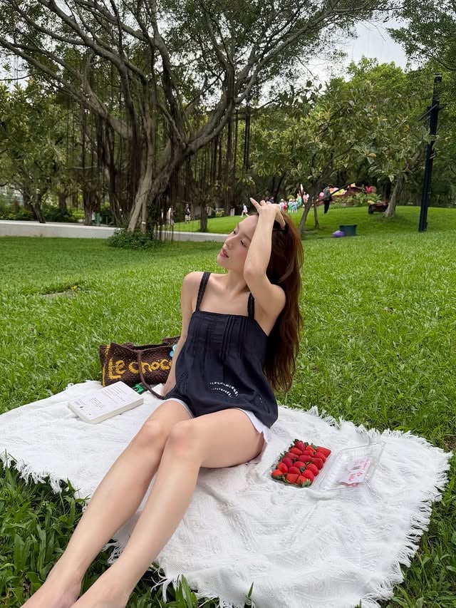 Going on a picnic for 5 minutes, then immediately running back to the AC 🥵🌳 by @judy.kwong