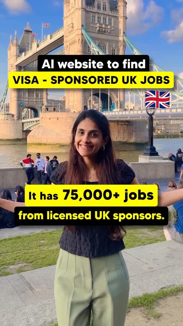 Comment JOBS below and I’ll send you the website ⬇️If you’re looking for UK jobs with visa sponsorship, this is a tool worth bookmarking 🇬🇧Instead of spending hours filtering through job boards, Passion Project pulls together 75,000+ roles from licensed UK sponsors and uses AI to help match you with relevant opportunities.You can:✅ Upload your CV✅ Add your preferences✅ Get matched to suitable roles✅ Tailor your CV for different applications✅ Even apply to jobs with AI assistanceIt’s particularly useful if you’re applying from outside the UK or looking to make your job search more targeted.[UK jobs, visa sponsorship jobs UK, UK work visa, international jobs UK, AI job search, UK careers, graduate jobs UK, skilled worker visa, UK job opportunities, job search tools] by @leadwithniki