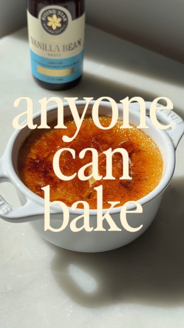 Anyone Can Bake Ep. 12: Crème Brûlée 🔥Welcome back to Anyone Can Bake, the series where I break down classic desserts in a way that actually feels doable. Today’s episode is crème brûlée: a silky, creamy vanilla bean custard with that perfectly crackly caramelized sugar top ✨ You need just four ingredients, a water bath, and a kitchen torch, and you end up with something that feels straight out of a really good restaurant. And for the vanilla, I’m using @risingstarbaking Vanilla Bean Paste, a clean-label vanilla made with hand-selected Madagascar Bourbon vanilla beans. No synthetic gums, no artificial anything. Just deep, fragrant vanilla you can actually taste (and see!) in every bite 🤍 You can find Rising Star at Walmart, Target, and Sam’s Club. And to get the full recipe sent right to you comment “vanilla” on this post! Or you can find it right on bromabakery.com under Crème Brûlée. Happy Baking! #ad by @bromabakery
