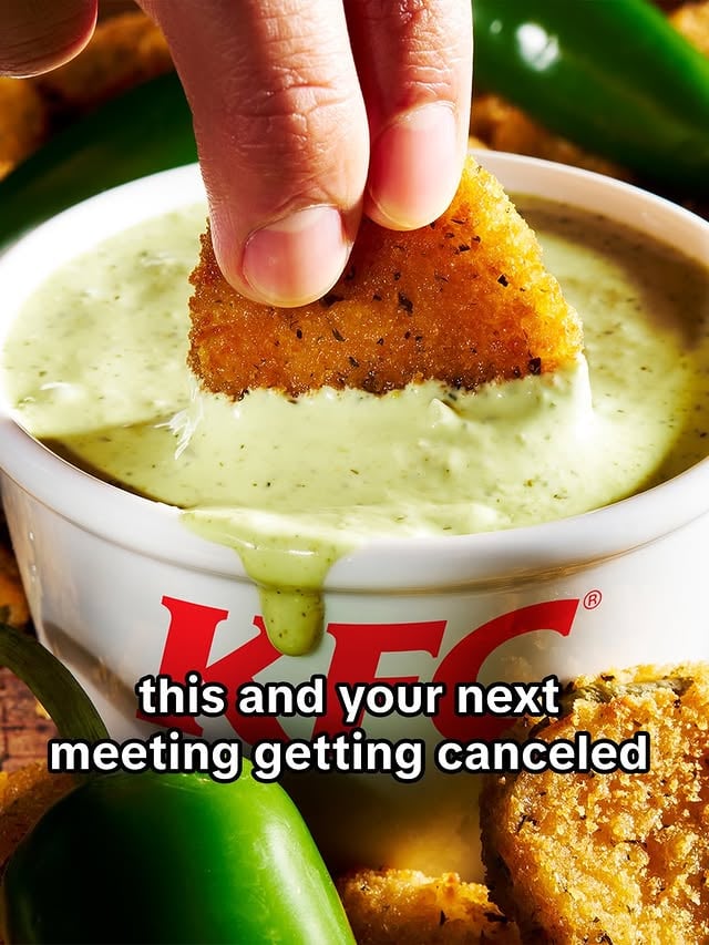 new honey chili crisp and jalapeño ranch: best paired with chicken but goes with anything really by @kfc