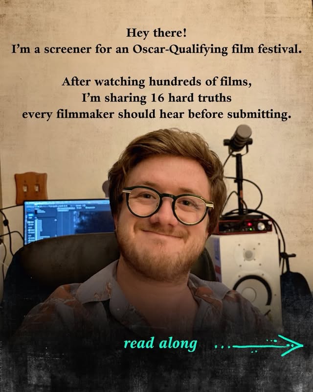 As a screener for an Oscar-qualifying film festival, these are some hard truths every filmmaker should hear before submitting. Let’s all make some great films 💪#filmmaking #filmfestivals #indiefilm by @shift23media