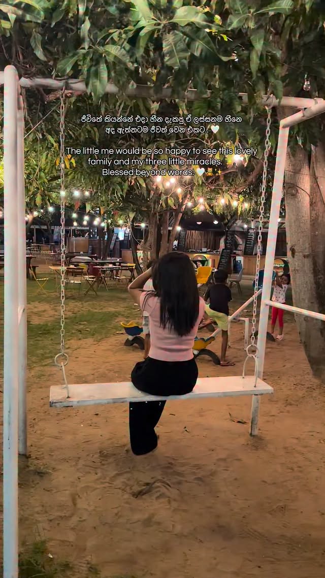 Happiness is the new rich, and Inner peace is the new success. මේ දේවල් ජීවිතේට එකතු කරගන්න පුළුවන් නම් ඇත්තටම ජීවිතේ දිනලා ඉවරයි. Humbly proud of the life I’ve built with my three kids while staying the same little girl at heart. 🌸🌿✨#GratefulHeart #BlessedLife #MakingMemories #momof3 by @sewminisw