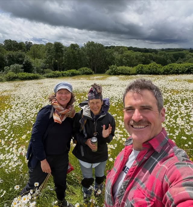 Making meadows.Cracking day surveying our meadows with Anna and Bobbie from @herefordshiremeadows. Quiz: Plant name or farrow and ball colour?Southern marsh orchidSpotted heath orchidCommon spotted orchid Oxeye daisyBlack knapweedRough hawkbit Autumn hawkbit CatsearMouse-earFairy flaxBirds foot trefoilQuaking grassYellow rattleSelf healAll those and a load of decent meadow grasses and plants. So pleased with how it’s looking and it’s buzzing with life. Cattle and horses can’t get enough of the hay either. by @bentheoandrews