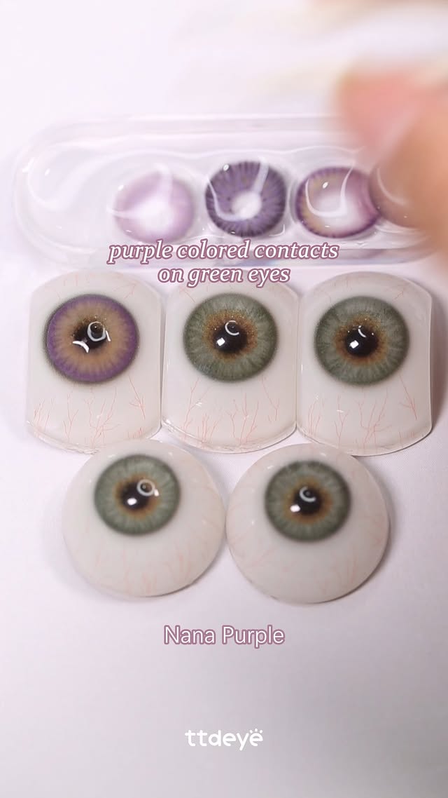 purple on green eyes 💜👁#ttdeye #coloredcontacts #contactlens #contactlenses #eyes #purple #purplelens #blueeyes #fyp #reels by @ttd_eye