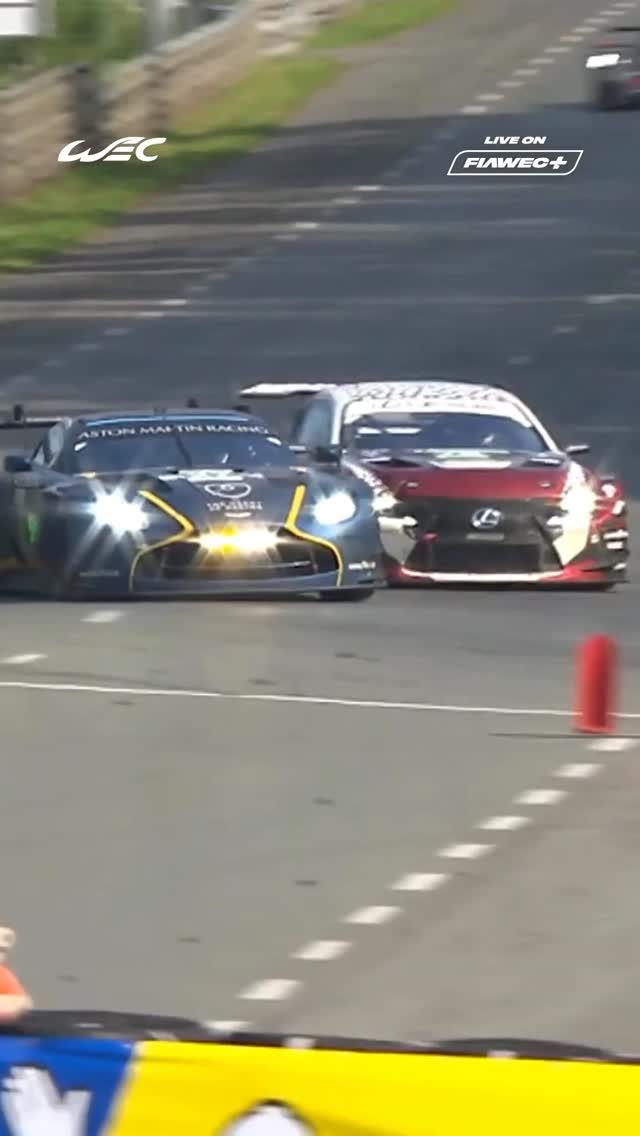 One of the boldest moves from last year’s 24 Hours of Le Mans 😮‍💨 @mattia_drudi showing full commitment in the #27 @theheartofracing Aston Martin Vantage, sending it around the outside of the @akkodisaspteam Lexus for P5.We’re SO ready to see more moves like this next week! #WEC #LeMans24 #AstonMartin #Lexus by @fiawec_official