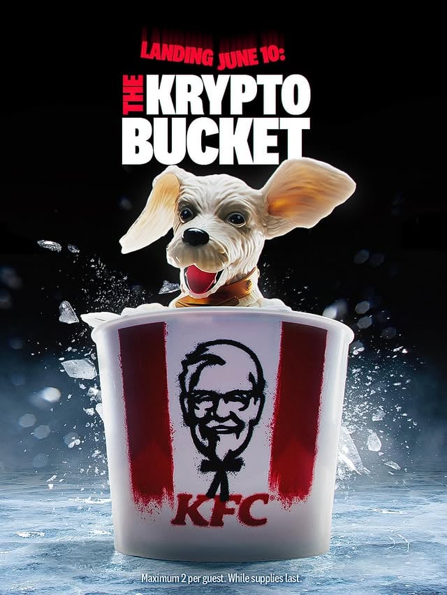 🚨ALERT🚨 The exclusive Krypto Bucket is landing 6.10! Mark your calendars because you don’t want to miss out. Supplies limited. See SUPERGIRL, only in theaters June 26. #SupergirlPrices and participation may vary, while supplies last. Limit 2 per person. by @kfc
