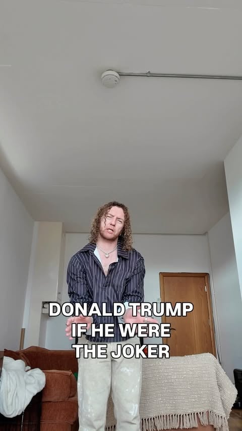 Trump, but he’s the joker in the dark knight 

#deepfake #parody