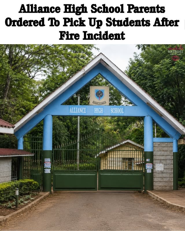 Alliance High School has asked parents to pick up their children following a fire incident at the school on Thursday morning.According to reports, a mattress store was damaged in the blaze. The school’s principal confirmed that all students are safe, and no injuries were reported. by @nairobi_gossip_club