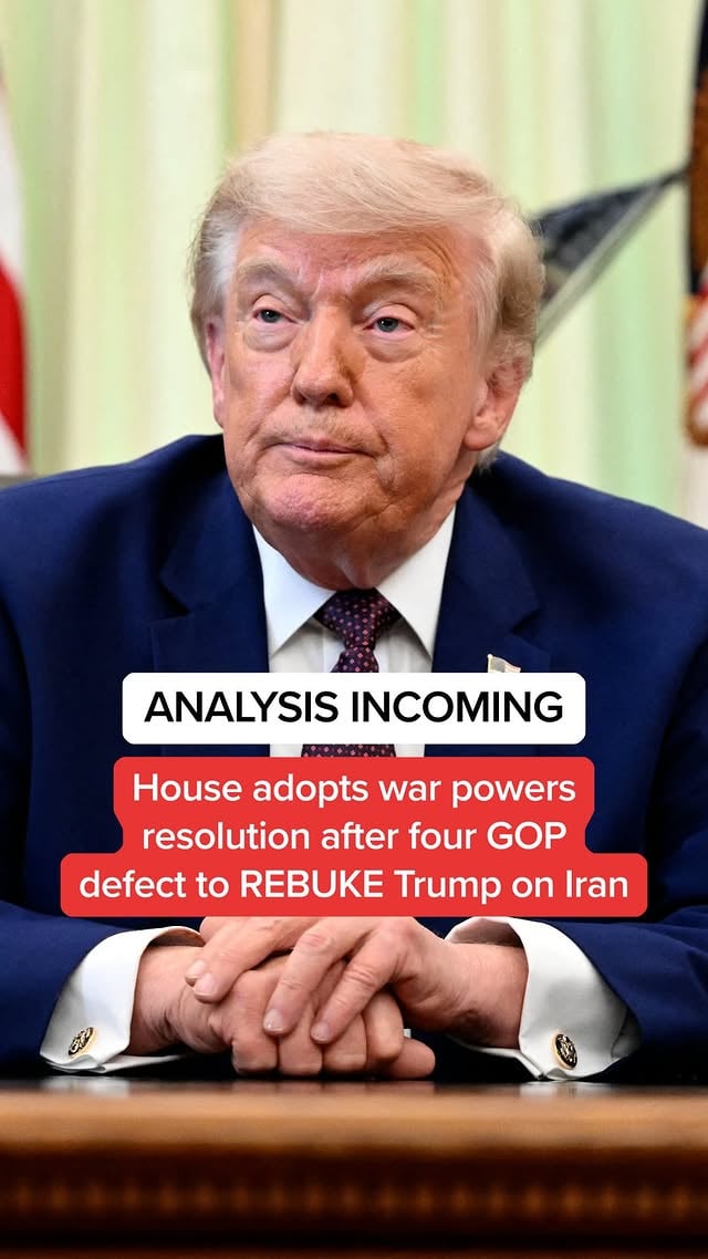 More than three months after President Donald Trump first launched an attack on Iran - and, more relevantly, more than 90 days since the war began - the House successfully voted to reassert Congress’ authority over the war.In a 215-208 vote, the House adopted a war powers resolution, with four Republicans joining all Democrats in support of the legislation. It’s a symbolic blow to Trump, who has largely maintained an iron grip over the House GOP conference throughout the Iran conflict.#news #iran #politics by @msnownews