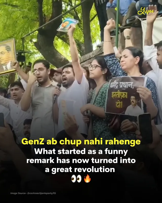 This is not just a protest. This is a generation saying-'ab chup nahi rahenge' 🔥

India's first major Gen Z-led protest. What started as a funny remark about Gen Z became something no one could ignore. Students who survived paper leaks, exam scams, and a system that failed them-showed up anyway.

[Cockroach janta party, Jantar Mantar protest, protest in Delhi, Abhijeet dipke, education minister, resign, GenZ protest, yuvaa]