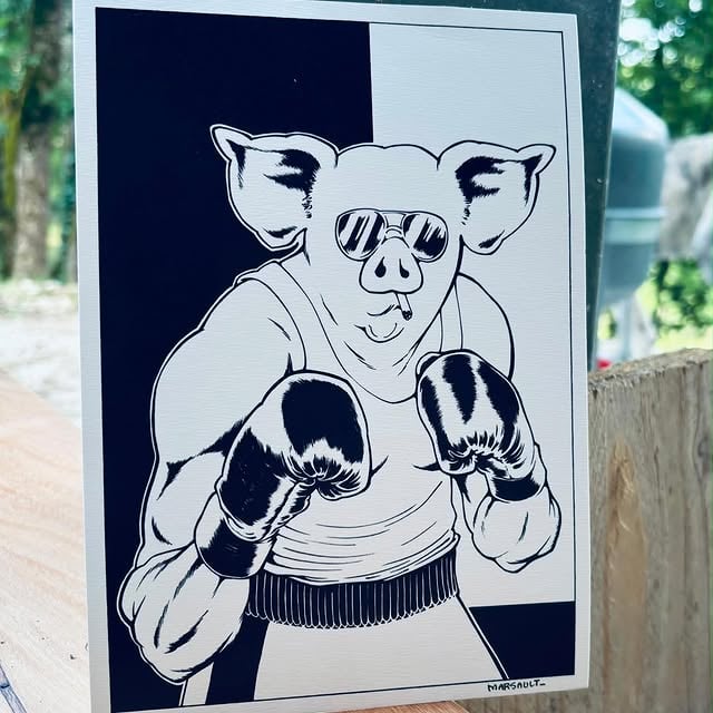 À l’occasion du troisième banquet de la Ferme des Cochons Laineux, j’ai réalisé un petit dessin pour marquer l’événement. Le dessin sera disponible sur place (où je me trouve) et en ligne. Le lien pour commander : editionsmagnus.fr/products/cocho… by @marsaultbreum