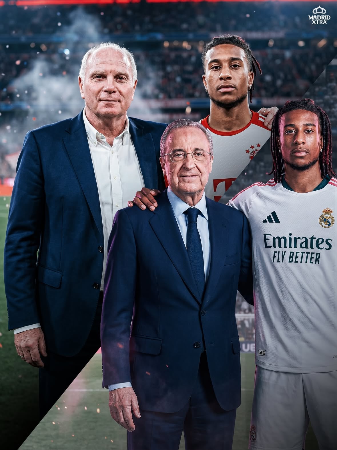 🚨🇫🇷 𝐍𝐄𝐖: Florentino Pérez is 𝐀𝐋𝐑𝐄𝐀𝐃𝐘 working 𝐁𝐄𝐇𝐈𝐍𝐃 𝐓𝐇𝐄 𝐒𝐂𝐄𝐍𝐄𝐒 on Olise.

He is speaking directly to people involved in the deal. 🗣️🤝 

❌💸 Uli Hoeneß said that Bayern will not sell Olise even for €200M.

One thing is to talk in public, on the other side you have €150M, and the story could be 𝐃𝐈𝐅𝐅𝐄𝐑𝐄𝐍𝐓. 👀🤔 @fabriziorom