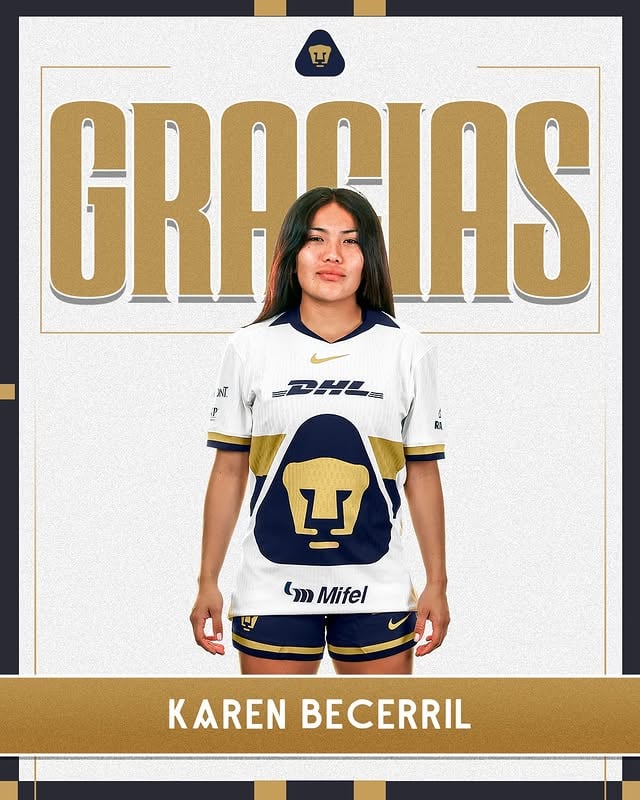 Se cierra una etapa para Karen Becerril con nuestros colores. Agradecemos su profesionalismo y el compromiso mostrado durante el tiempo que formó parte de esta institución. Le deseamos lo mejor en los retos que están por venir. 🐾#unidosporlahistorialahistoria by @pumasmxfemenil
