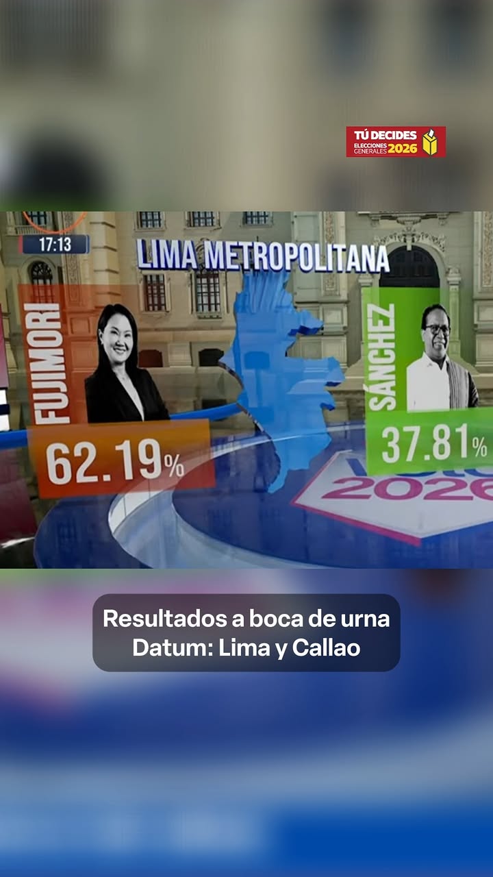 🗳️🇵🇪 Segunda vuelta 2026: Estos son los resultados Datum a boca de urna en Lima Metropolitana, Callao y Lima Provincias entre Keiko Fujimori y Roberto Sánchez

#EleccionesPerú2026 #TúDecides2026