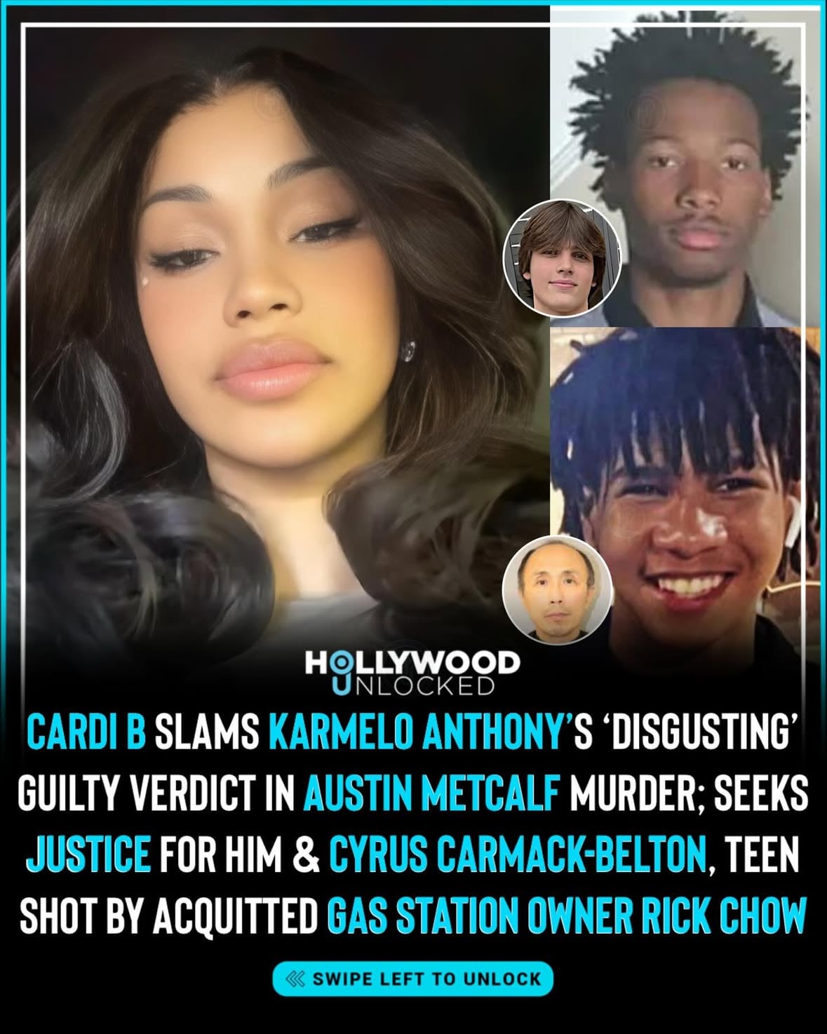 HU Staff: Ariela Anís @ari.anis
While Azealia Banks shares a controversial take on Karmelo Anthony’s guilty verdict — in the April 2025 Austin Metcalf fatal stabbing — fellow New York rapper Cardi B takes a different stance. As we previously shared earlier today, a White judge read the verdict after an all-White jury deliberated for less than 3 hours. 
___________________________________________________
The jury convicted the Black 19-year-old of first-degree murder, leaving him in tears in the courtroom. Hours later, Anthony was sentenced to 35 years in prison, eligible for parole in half that time, 17.5 years. He was previously facing a sentence ranging from 5 to 99 years or life in prison. While reacting to the verdict on X, we previously shared how Azealia Banks condemned Anthony as “f***ing guilty” and not at all eligible for self-defense. 
___________________________________________________
Meanwhile, Cardi B took to X and called out the “disgusting” verdict, demanding justice for Anthony. She wrote, “Wow! Just freakin wow! DISGUSTING… This is not justice, this is trying to make an example!!!” She continued to repost a tweet claiming Anthony just saved someone’s life 4 years ago and that his character is being assassinated. Cardi also reposted a tweet calling for justice for Karmelo Anthony and Cyrus Carmack-Belton, the 14-year-old Black boy who was wrongfully accused of stealing a water bottle and shot in the back by gas station owner Rick Chow in a May 2023. Over three years later, Chow was just found not guilty in the fatal shooting last week.
___________________________________________________
Click the link in bio for full story 📸 Instagram / Facebook