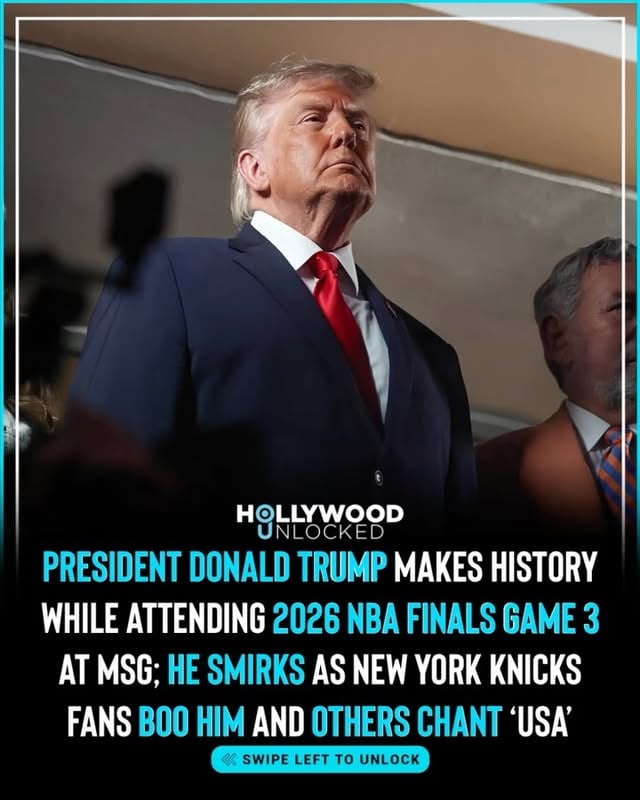 HU Staff: Ariela Anís @ari.anisPresident Donald Trump makes history as he becomes the first sitting president to attend an NBA Finals game. On Monday (June 8), President Trump arrived at Manhattan’s Madison Square Garden to watch as the New York Knicks and San Antonio Spurs play each other in Game 3 of the 2026 NBA Finals.___________________________________________________Trump’s arrival — which he teased a few weeks ago — caused an uproar amongst those on social media. Notably, Stephen A. Smith commented on his upcoming arrival, blasting Trump as selfish. As Smith argued, Trump’s arrival caused serious delays for fans getting into MSG and traffic on the local streets. Despite holding up traffic on the streets and in the venue, Trump still showed up. He was seen standing in NY Knicks owner Jim Dolan’s box. He was accompanied by several people from his administration, including: Transportation Secretary Sean Duffy; Interior Secretary Doug Burgum; White House Deputy Chief of Staff Dan Scavino; and Environmental Protection Agency Administrator Lee Zeldin. ___________________________________________________Some of Trump’s family members also joined him, including: Special Envoy Jared Kushner and Trump’s granddaughter, Kai Trump. During the National Anthem, Trump smiled as some fans chanted “USA!” However, when his face appeared on the Jumbotron, Knicks fans began booing him. He simply smirked as the crowd chanted against him.___________________________________________________Click the link in bio for full story 📸 Getty Images / Fox News / ABC