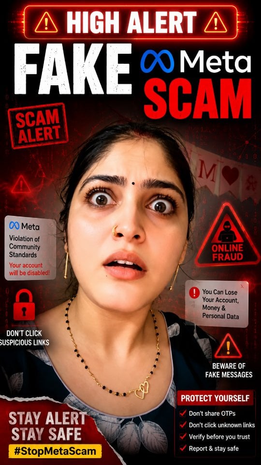 Part 3 🚨 HIGH ALERT! 🚨Scammers are getting smarter, but awareness is our strongest defense.If you receive messages claiming your account will be disabled, asking for OTPs, login details, payments, or urgent verification—STOP and VERIFY first.❌ Don't click suspicious links❌ Don't share OTPs or passwords❌ Don't trust messages just because they look officialStay alert. Stay safe. Share this post and help protect your friends and family from online fraud.⚠️ One minute of caution can save months of stress.#StopMetaScam #StayAlertStaySafe#reelkarofeelkaro #FraudAwareness #CyberSafe by @simmyrajput999