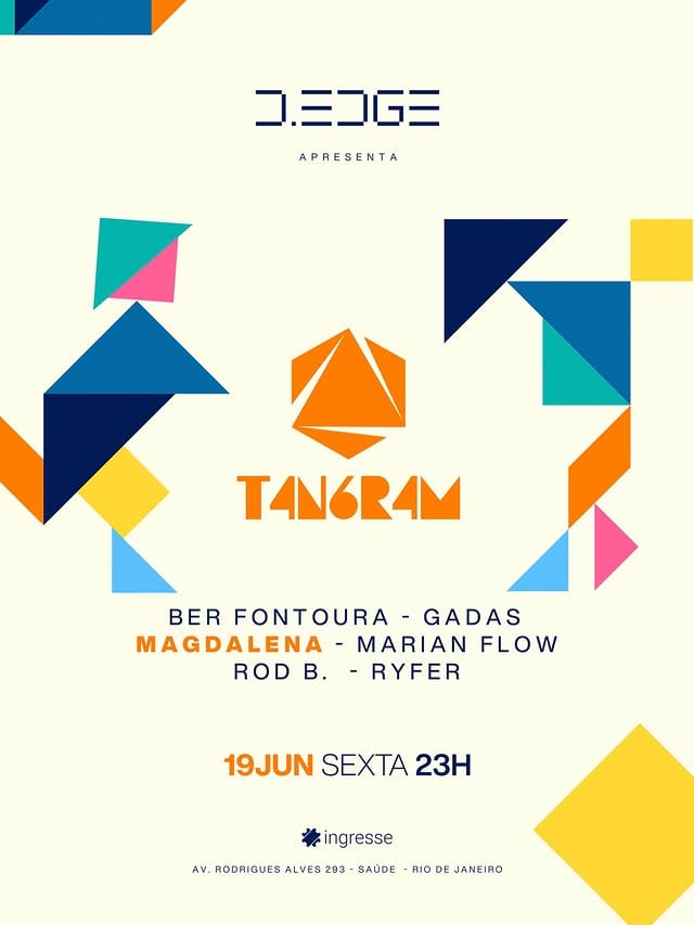 O @tangramovement carrega em sua essência inovação, pertencimento e conexão. A cada edição, música arte e experiências se transformam. Tendo o som como peça central, @magdalena_ofc assume o comando da cabine ao lado de grandes nomes, estimulando diferentes sentidos na pista e prometendo uma noite imperdível dia 19.JUN! Vamos? ;) Ingressos pelo link da BIO by @dedgeclubrio
