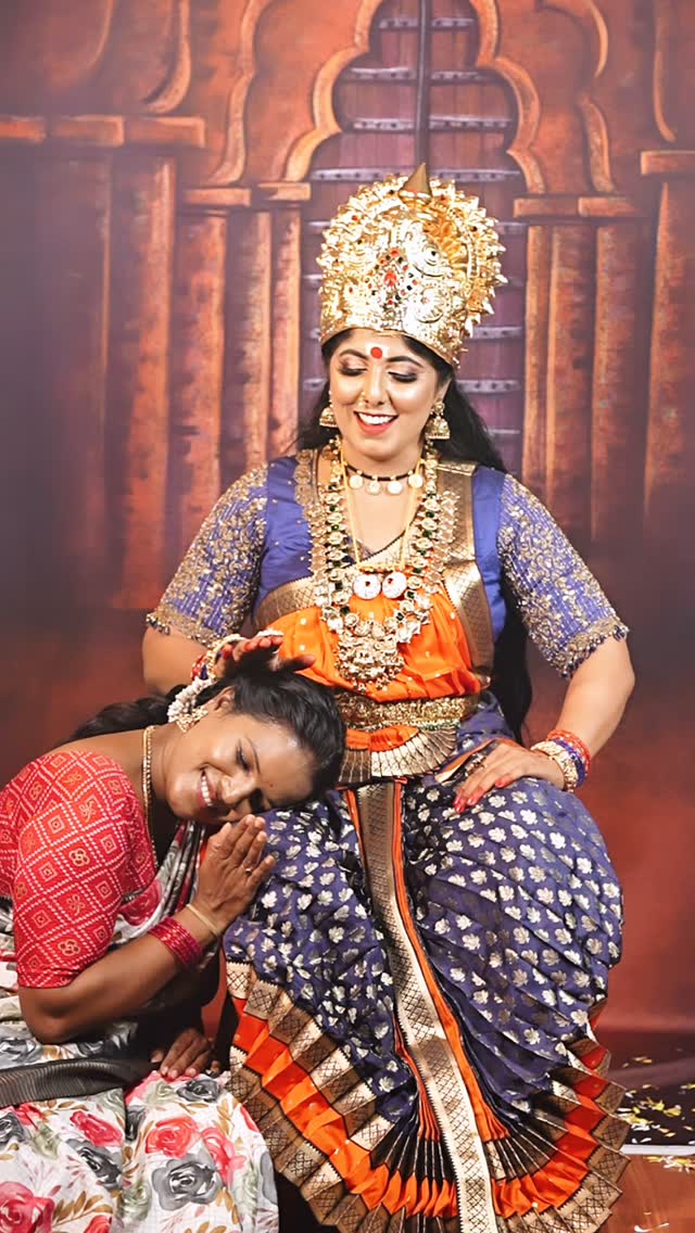 Embracing my inner goddess with this incredible look! ✨ Feeling regal and blessed today. 🙏 Love creating beautiful memories with my amazing team. 💖 This outfit and crown are everything! 👑.....#makeupartist #godbless #godlook #kannadasong #kannadagodsongs❤️ by @chitral_powergirl_25