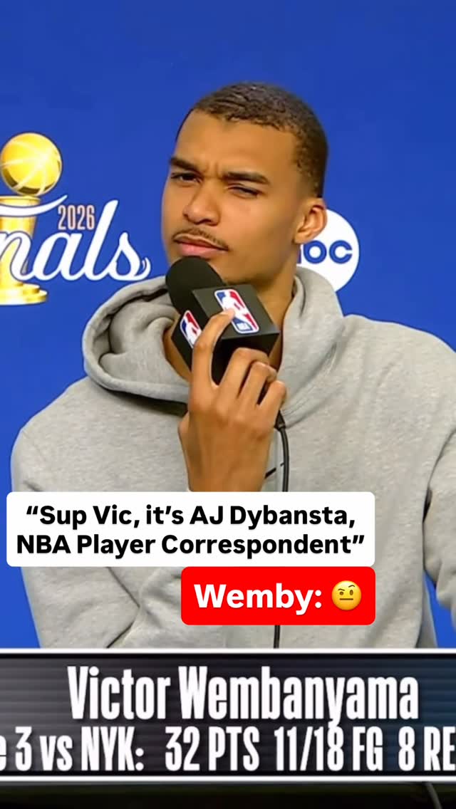 AJ Dybantsa got to interview Wemby and Vic said “🤔” 

(via @spurs)

#nba #basketball #nbafinals #wemby #ajdybansta