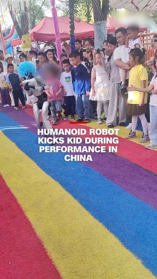 Video circulating on social media shows a child being kicked by a humanoid robot during a martial arts performance in China. According to state-linked media outlets, the child was ultimately unharmed and the park has suspended the show.