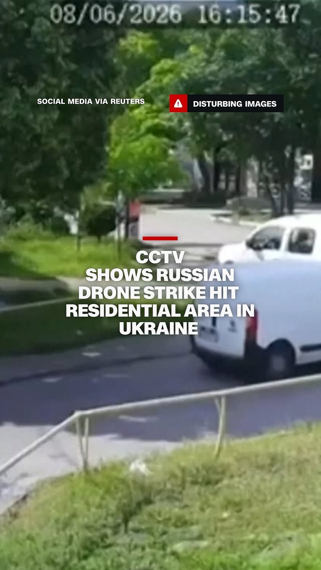 CCTV captured the moment a Russian drone struck a residential area in Ukraine's Zaporizhzhia region, killing two people and injuring 31, according to Ukrainian officials.