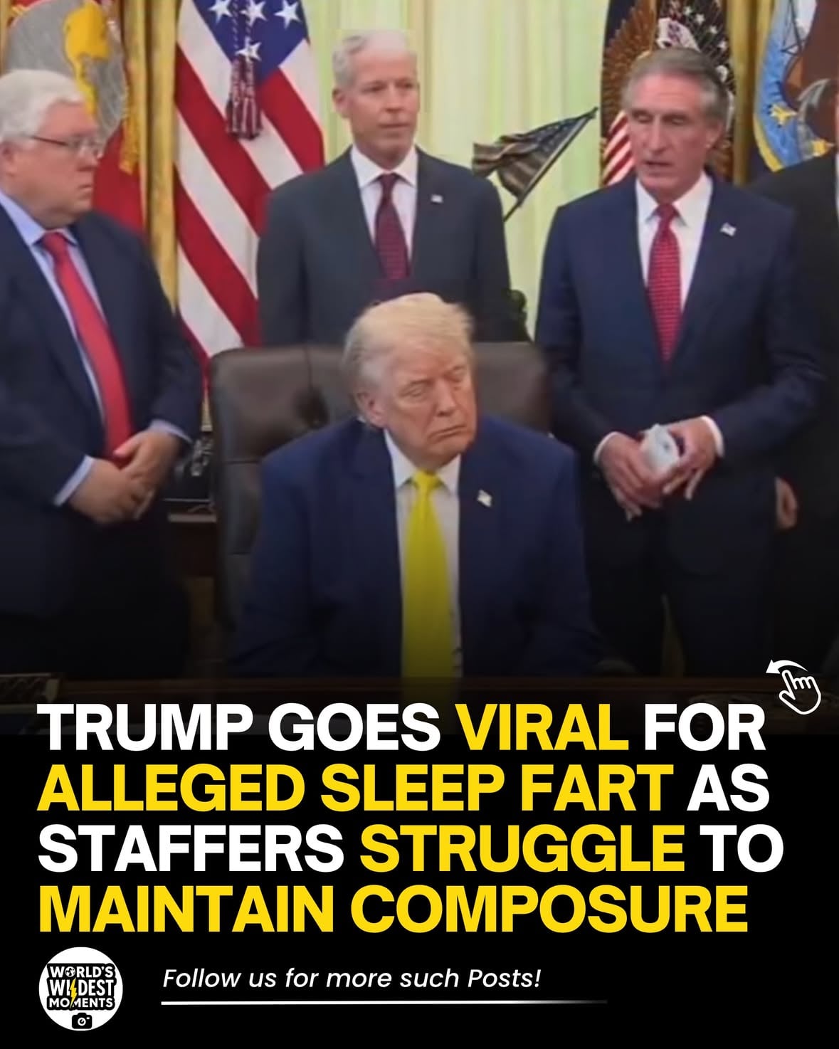 Another video has surfaced online allegedly showing Donald Trump during a public appearance, with social media users claiming the clip captured an awkward off-camera moment that quickly caused visible reactions from nearby staffers. The footage has since gone viral across multiple platforms, with viewers heavily debating what exactly occurred and whether the reactions seen in the video were genuine.

The incident has already sparked a wave of memes, edits, and online speculation, with some users referring to the situation as “Fartgate” and connecting it to a broader trend of viral clips involving politicians and public figures. Several names have been pulled into the discussion through trending jokes and alleged nicknames circulating online, although many of the claims currently spreading remain entirely unverified.

At this time, there is no official confirmation regarding the allegations being made about the clip, and much of the conversation surrounding the video appears to be driven primarily by internet speculation and social media humor.

Via  @the28yearoldmale